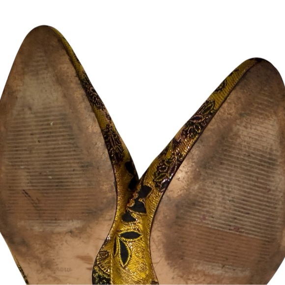 J. Crew Marina Marigold/Black Brocade Pointed Toe Flat Mules - Picture 6 of 11